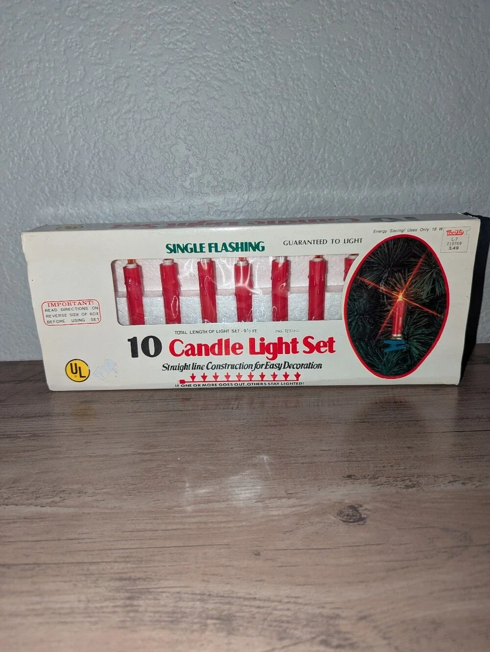 Vintage Christmas Candle Light Set 10 Single Flashing Red NIB Willis Electric